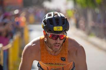 Carmelo Santana, ayer en Salinetas durante el desarrollo del Triatlón Ciudad de Telde/Antonio Rico.